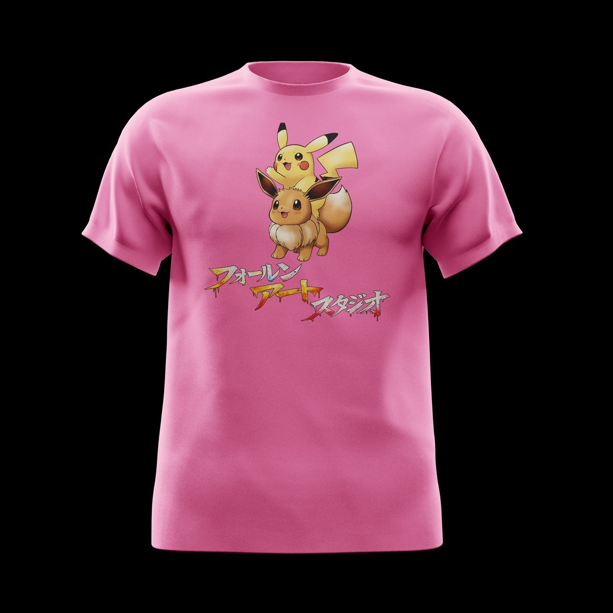 Custom Pokémon t-shirt design with Pikachu and Eevee